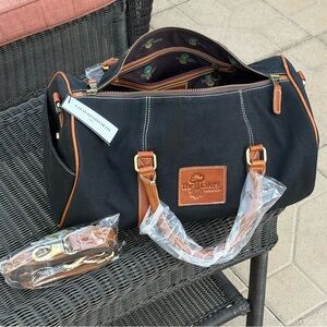 Black Canvas Leather Duffel Bag